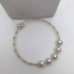 Sinya Natural Pearl 18k Gold Tube Bangles Bracelet for Women Girl Mum Lover Diameter 55mm Pearls Dia 7-8mm News - Image 3