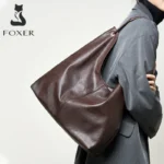 FOXER 2026 New Simple Women's Shoulder Bag Genuine Leather Large Capacity Handbag Ladies Underarm Bag Commuting Purse for Girls - Image 2