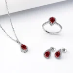 Jewelry Set Moissanite Jewelry Set Pear-shaped It Includes Ring Necklace & Earrings Suitable for Weddings and Ideal As A Gift - Image 3