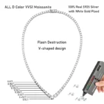 Tezzc Full Moissanite Tennis Diamond Necklace for Women V Style Wedding Party Neckchain 925 Sterling Silver New Design Jewelry - Image 2