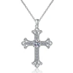 Women's PT950 Platinum Necklace - 1 Carat Moissanite Cross Pendant, Stylish & High-End Vibe, Elegant Statement Jewelry - Image 5
