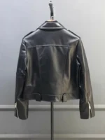 Turn-Down Collar Women Genuine Leather Jacket New Spring Fashion Cargo Short Coat High Street Punk Sheepskin Motorcycle Jackets - Image 2