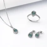 Jewelry Set Moissanite Jewelry Set Pear-shaped It Includes Ring Necklace & Earrings Suitable for Weddings and Ideal As A Gift - Image 6