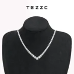 Tezzc Full Moissanite Tennis Diamond Necklace for Women V Style Wedding Party Neckchain 925 Sterling Silver New Design Jewelry