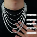 FEOBUR 3/4/5mm Real Moissanite Tennis Necklace for Women Men S925 Silver Certified Full Diamond Neck Chains Trendy Jewelry Gift - Image 5