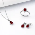 Jewelry Set Moissanite Jewelry Set Pear-shaped It Includes Ring Necklace & Earrings Suitable for Weddings and Ideal As A Gift - Image 4