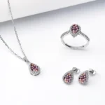 Jewelry Set Moissanite Jewelry Set Pear-shaped It Includes Ring Necklace & Earrings Suitable for Weddings and Ideal As A Gift - Image 5