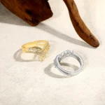 ATTAGEMS Double Cross Design Band Moissanit Rings for Women DVVS1 Grade 3*2mm Pear Cut 925 Sterling Silver Engagement Jewelry - Image 4