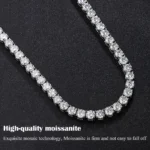 FEOBUR 3/4/5mm Real Moissanite Tennis Necklace for Women Men S925 Silver Certified Full Diamond Neck Chains Trendy Jewelry Gift - Image 2