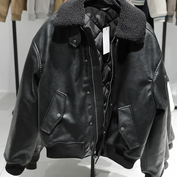 MAMELICCE Original Vintage design Removable fur collar jacket Thickened Casual coat Men's clothing leather jackets tops