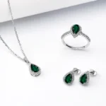 Jewelry Set Moissanite Jewelry Set Pear-shaped It Includes Ring Necklace & Earrings Suitable for Weddings and Ideal As A Gift - Image 2