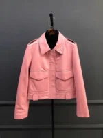 Turn-Down Collar Women Genuine Leather Jacket New Spring Fashion Cargo Short Coat High Street Punk Sheepskin Motorcycle Jackets - Image 4